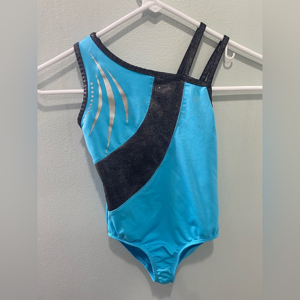 Danskin blue/grey/black girls suze 4-5 leotard